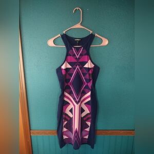 Express Bodycon Multicolor Geometric Sleeveless Dress
